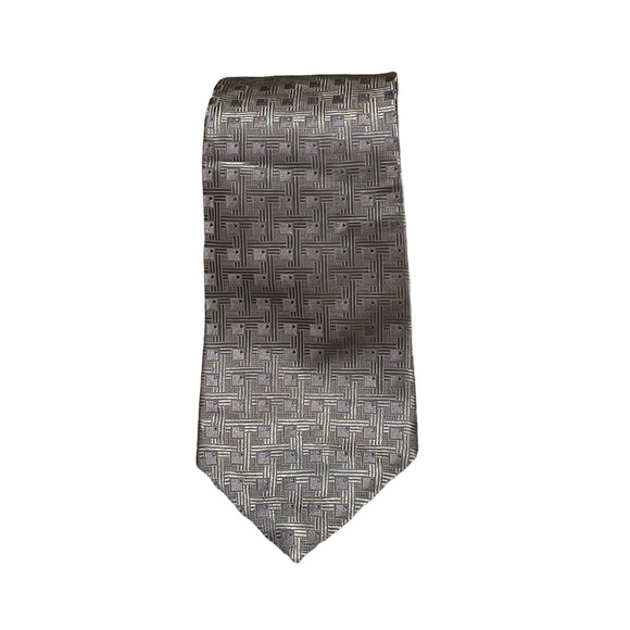 Geoffrey Beene Mens Tie Green‎ Geometric Pattern 100% Silk 58.5"L X 4"W - Picture 1 of 5